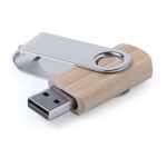 Licht of donker houten USB stick met draaibare clip Woodmate kleur licht hout