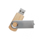 Licht of donker houten USB stick met draaibare clip Woodmate kleur licht hout