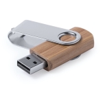 Licht of donker houten USB stick met draaibare clip Woodmate kleur donker hout