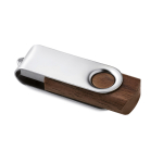 Licht of donker houten USB stick met draaibare clip Woodmate kleur donker hout