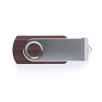 Licht of donker houten USB stick met draaibare clip Woodmate kleur donker hout