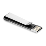 Platte USB stick bedrukken met metalen clip Metalclip kleur zwart