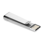 Platte USB stick bedrukken met metalen clip Metalclip kleur zilver