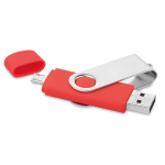 Duurzame USB stick met mobiele verbinding Techmate Otg kleur rood