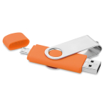 Duurzame USB stick met mobiele verbinding Techmate Otg kleur oranje