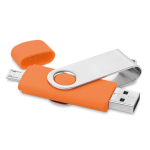 Duurzame USB stick met mobiele verbinding Techmate Otg kleur oranje