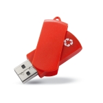 USB-stick van gerecycled plastic in diverse kleuren Recyclemate kleur rood