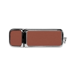 Elegante usb stick met cover die leer en metaal combineert Classic kleur bruin