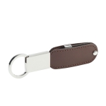 Leren USB-sleutelhanger met draaisysteem Leather kleur bruin