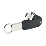 Leren USB-sleutelhanger met draaisysteem Leather kleur zwart