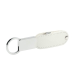 Leren USB-sleutelhanger met draaisysteem Leather kleur wit