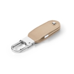 Leren USB-sleutelhanger met leren USB karabijnhaak Hook kleur beige