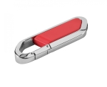 Roestvrijstalen USB stick met logo met karabijnhaak Metalhold kleur rood