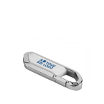 Roestvrijstalen USB stick met logo met karabijnhaak Metalhold