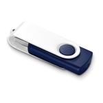 Roterende usb met witte clip en kleurrijke rubberen basis Whiteclip kleur blauw