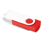 Roterende usb met witte clip en kleurrijke rubberen basis Whiteclip kleur rood