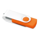 Roterende usb met witte clip en kleurrijke rubberen basis Whiteclip kleur oranje