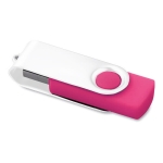 Roterende usb met witte clip en kleurrijke rubberen basis Whiteclip kleur fuchsia