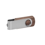 Zakelijke houten USB met logo Witte Draaiclip Woodwhite kleur donker hout