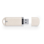 USB-stick met behuizing van tarwestro en sluitdop kleur naturel