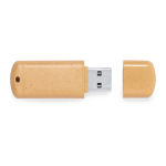 USB-stick gemaakt van tarwestro met full-colour logo kleur naturel