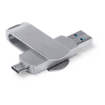 Metalen pendrive met draaisysteem en type-C aansluiting kleur zilver