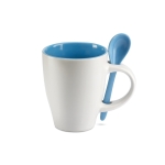 Mokken met logo, lepel circulaire bedrukking 250 ml Colorspoon kleur blauw