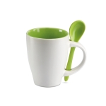 Mokken met logo, lepel circulaire bedrukking 250 ml Colorspoon kleur groen