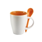 Mokken met logo, lepel circulaire bedrukking 250 ml Colorspoon kleur oranje