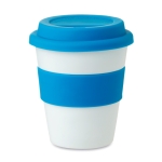 Goedkope aanpasbare plastic koffiebekers met logo 350ml Takeaway kleur blauw