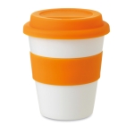 Goedkope aanpasbare plastic koffiebekers met logo 350ml Takeaway kleur oranje