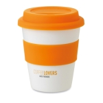 Goedkope aanpasbare plastic koffiebekers met logo 350ml Takeaway kleur oranje derde hoofdweergave