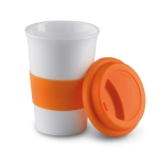 Reismok bedrukken met siliconen band 400ml Takeaway Plus kleur oranje tweede weergave