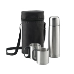 Gepersonaliseerde thermosset met stalen bekers 500 ml Picnic Set kleur zilver