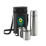 Gepersonaliseerde thermosset met stalen bekers 500 ml Picnic Set kleur zilver afbeelding met logo