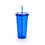 Glazen met rietje en transparante kleur van 750 ml Straw kleur blauw  negende weergave