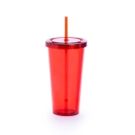 Glazen met rietje en transparante kleur van 750 ml Straw kleur rood  negende weergave