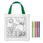 Canvas tas om in te kleuren met stiften 200 g/m2 kleur wit