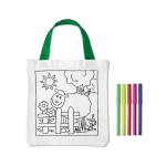 Canvas tas om in te kleuren met stiften 200 g/m2 kleur wit weergave met bedrukking