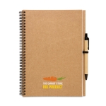 Gerecycled notitieboekje met pen B5 gladde vellen EcoBasic Large kleur beige derde hoofdweergave