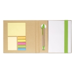 Briefpapierset met notities, vellen en pen RecycloSet kleur limoen groen