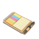 Gerecycled notitieboekje met pen en kleefstrips StickyBloc kleur beige tweede weergave