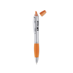 2-in-1 gekleurde pen met marker in zilveren afwerking Color kleur geel weergave met bedrukking