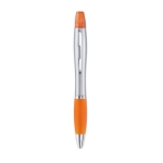 2-in-1 gekleurde pen met marker in zilveren afwerking Color kleur oranje