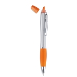 2-in-1 gekleurde pen met marker in zilveren afwerking Color kleur oranje tweede weergave