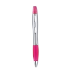 2-in-1 gekleurde pen met marker in zilveren afwerking Color kleur fuchsia