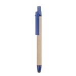 Pen van gereycled karton met blauwe inkt Multifunctional kleur blauw