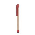 Pen van gereycled karton met blauwe inkt Multifunctional kleur rood