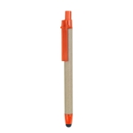 Pen van gereycled karton met blauwe inkt Multifunctional kleur oranje