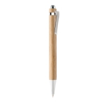 Bamboe eco pen met verchroomde accessoire blauwe inkt Bamboo kleur hout